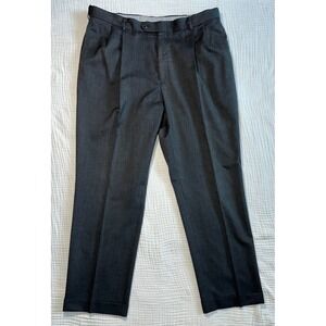 Hart Schaffner Marx Wool Dress Pants Mens 38R‎ Gray Pleated Cuffed